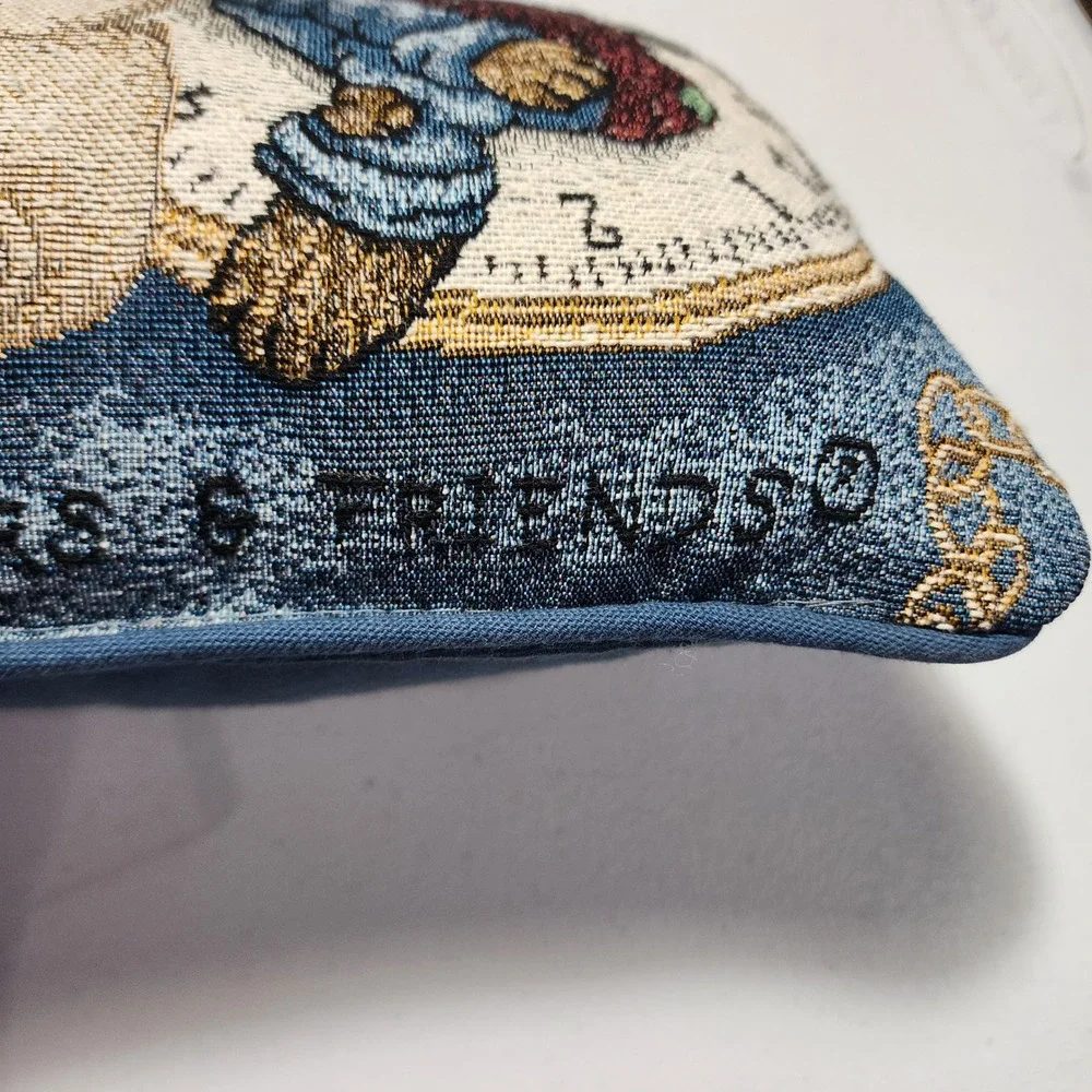 VTG Boyds Bears & Friend I Dont Have Time Im Retired Tapestry Accent Pillow Blue